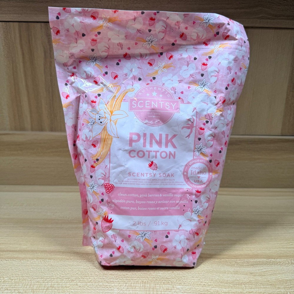 Scentsy Soak Pink Cotton 2 lbs Epsom Pink Himalayan Bath Salts New Bag